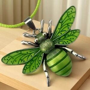 Green Insect Pendant Necklace